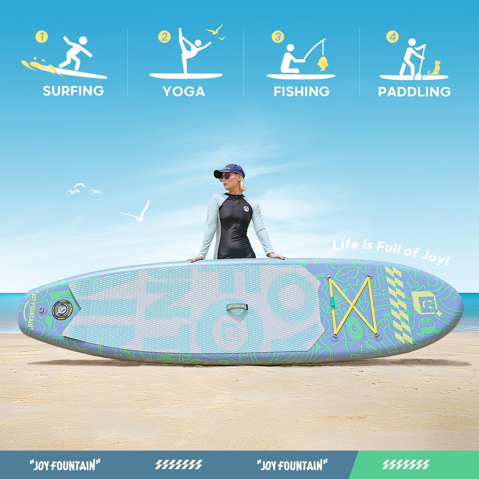 Inflatable Paddle Board,10.8’x31.5×6 Stand Up Paddle Boards, SUP Board Paddle wi