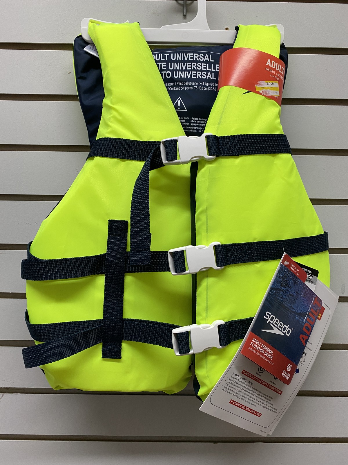 Speedo Adult Basic Life Vest Highlighter Green ▪︎ Over 90 Lbs