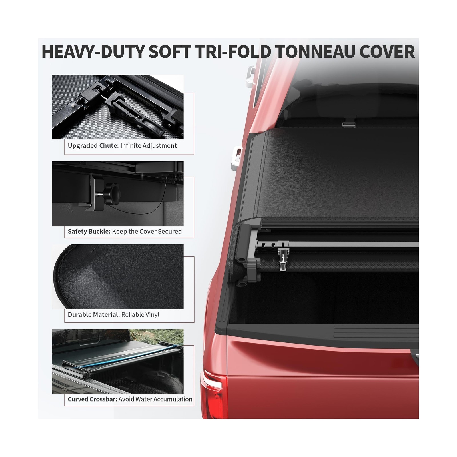 Soft Tonneau Cover – Fit Dodge Ram 1500/2500/3500 02-26, 8ft Bed