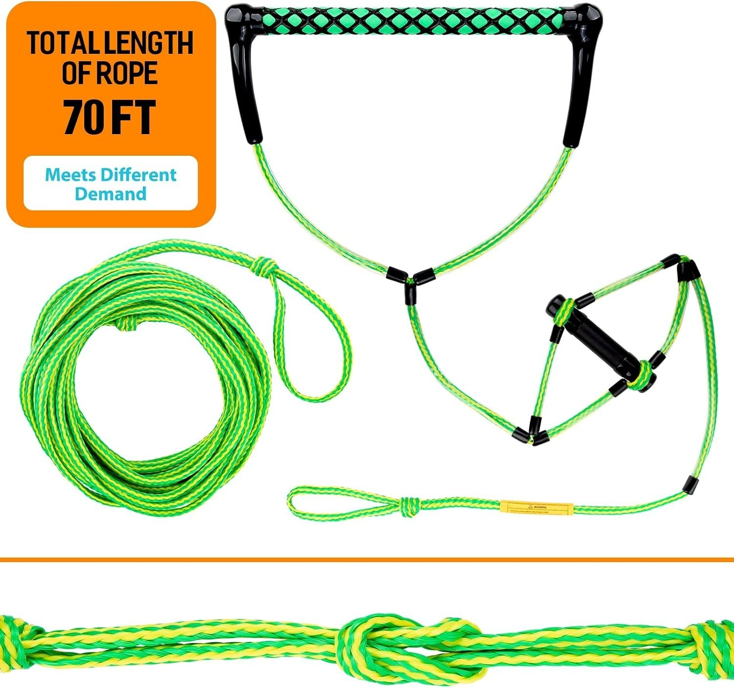 Professional 75FT Wakeboarding Rope with Tangle-Free Storage – 2200 lbs Capacity