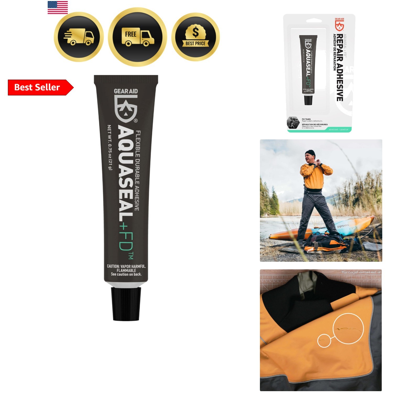 Aquaseal FD Flexible Durable Repair Adhesive for Fixing Tears and Holes in Wa…