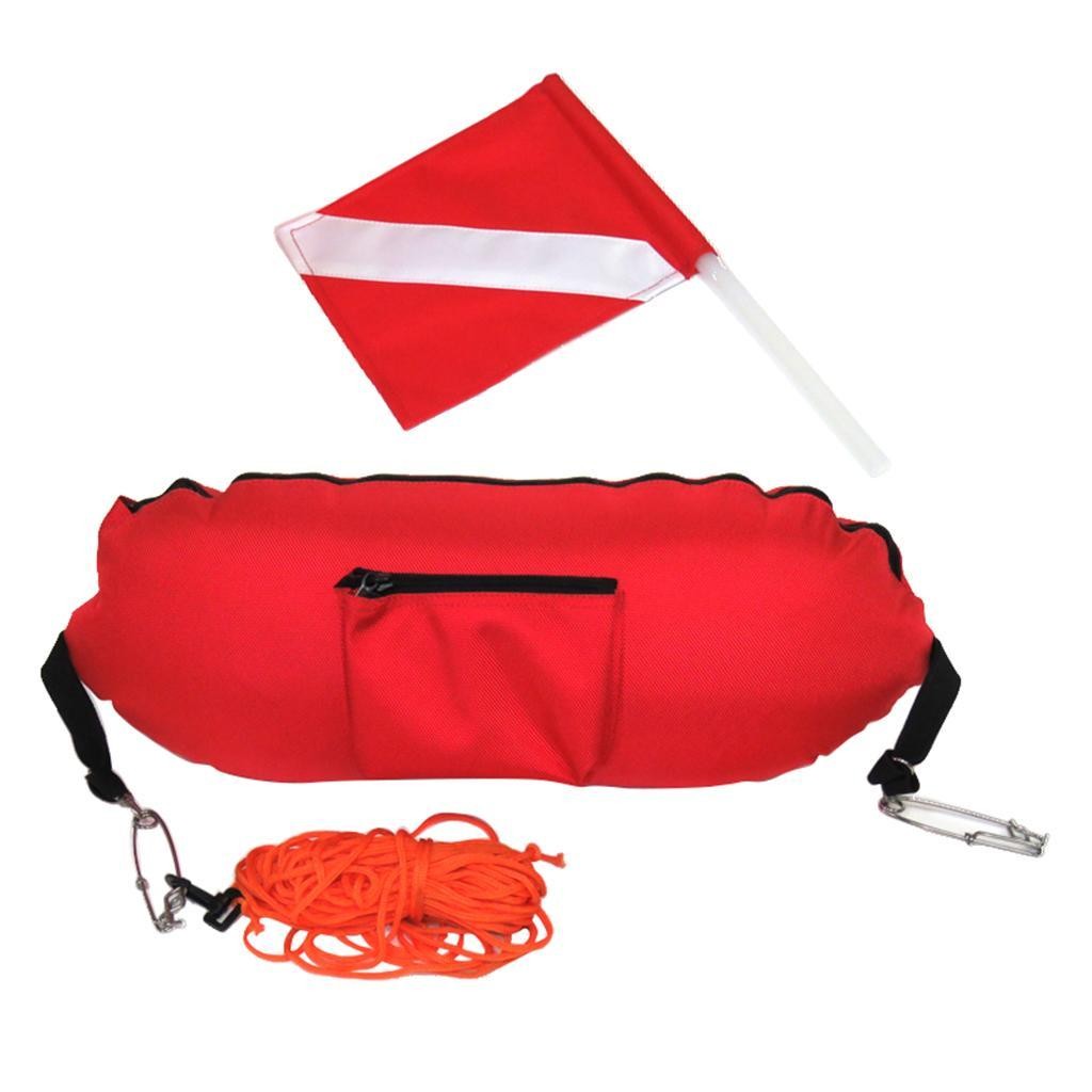 Durable Nylon Spearfishing Torpedo Buoy Snorkeling Float Dive Flag Rope Line