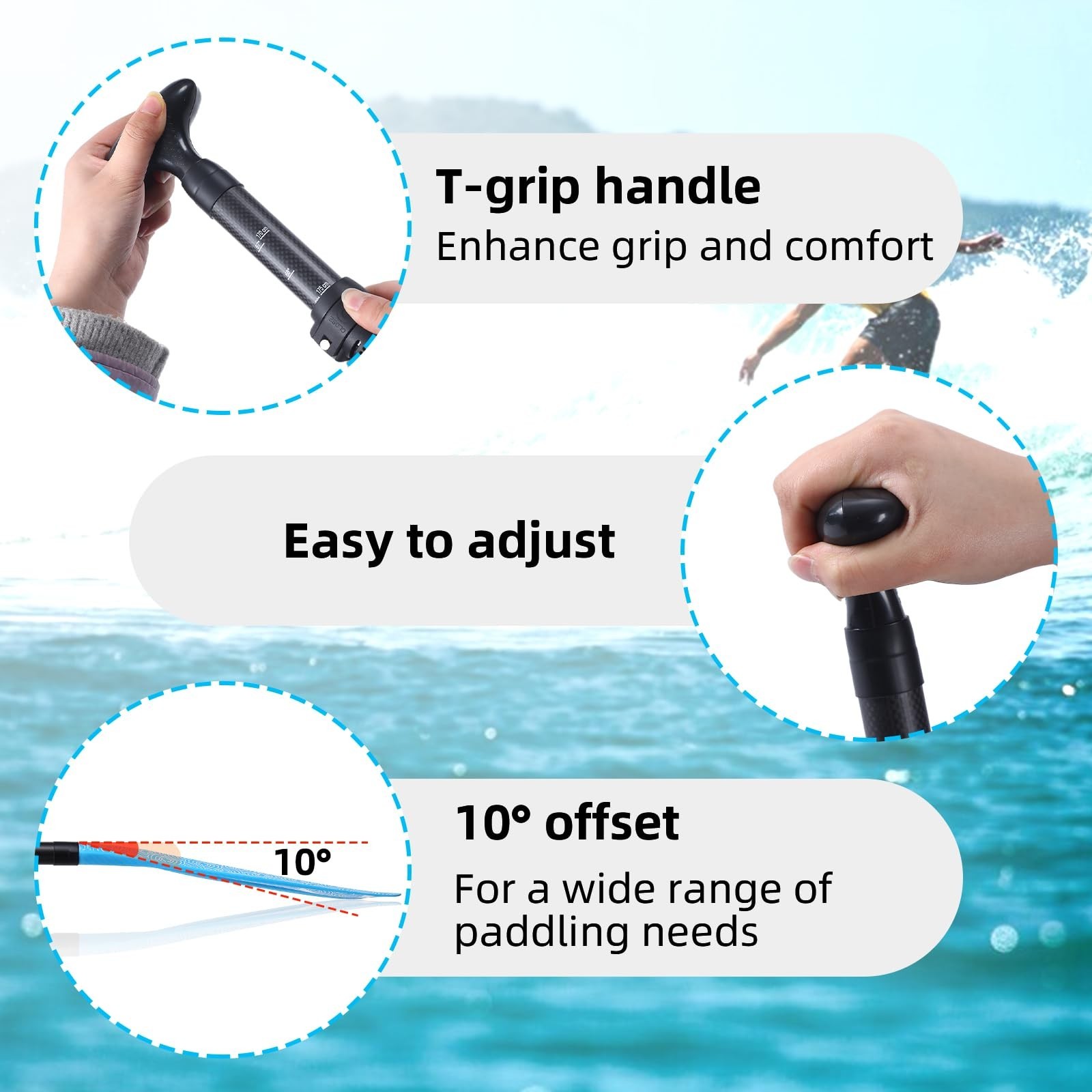 LEDONNE Carbon SUP Paddles 3 Piece Adjustable Stand Up Paddle Board Paddles L…