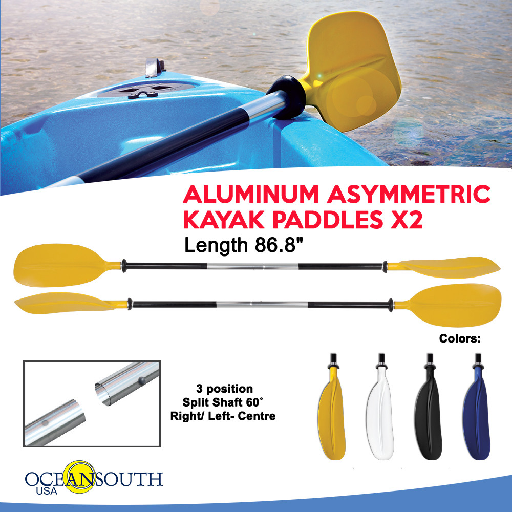 Oceansouth Kayak Paddles Aluminum Asymmetric (Split Shaft) x 2