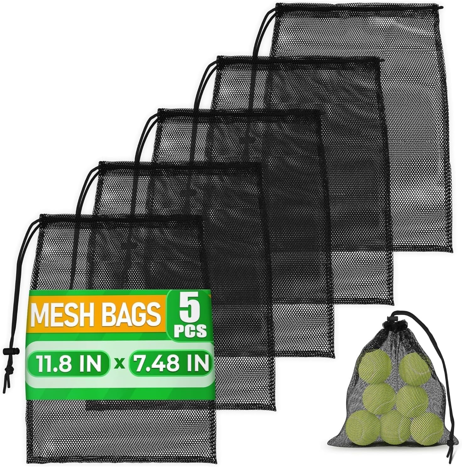 Small Mesh Bags Drawstring Black 5Pcs 118×748 Ã¢â‚¬â€œ Strong Lightweight Bre…