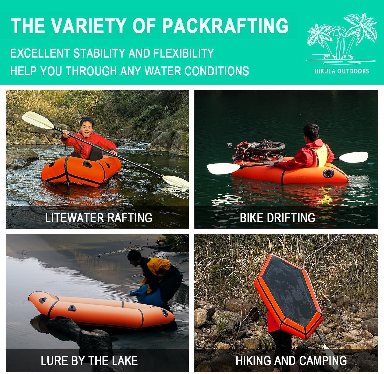 Lightweight TPU Inflatable Packraft – 1 Person Kayak for Adventure & Fishing