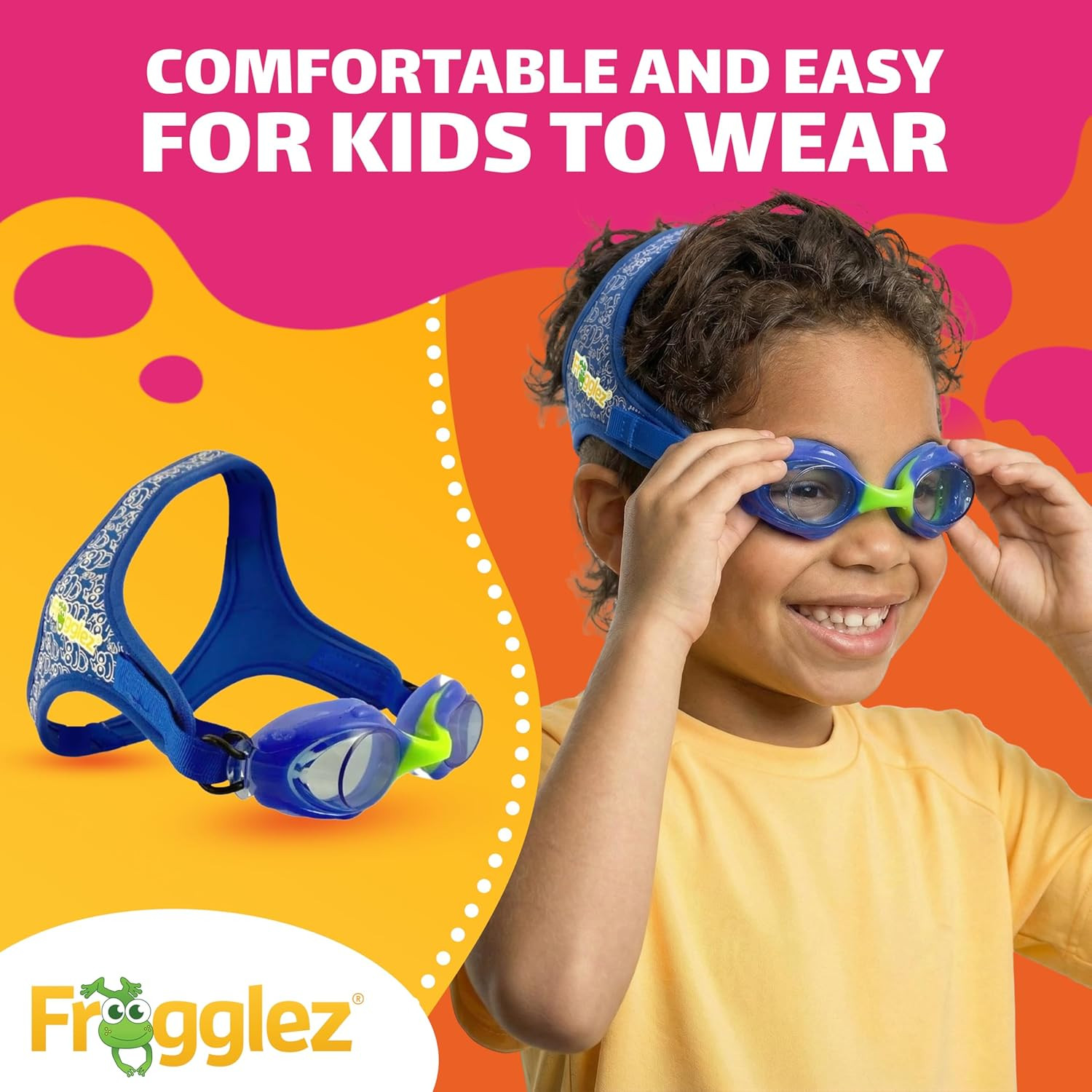 Frogglez Anti-Fog Swimming Goggles for Kids under 10 (Ages 3-10) Recommended by