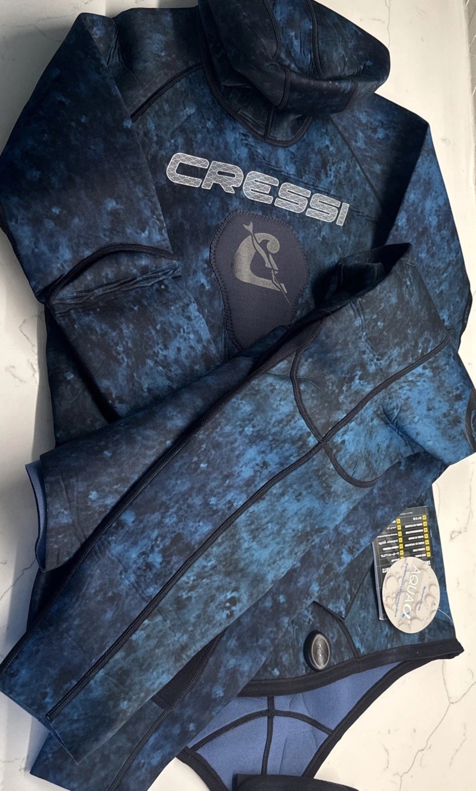 CRESSI Tokugawa Neoprene Wetsuit Hood Scuba Blue Camo Men’s Large XXXL/7 Man NWT