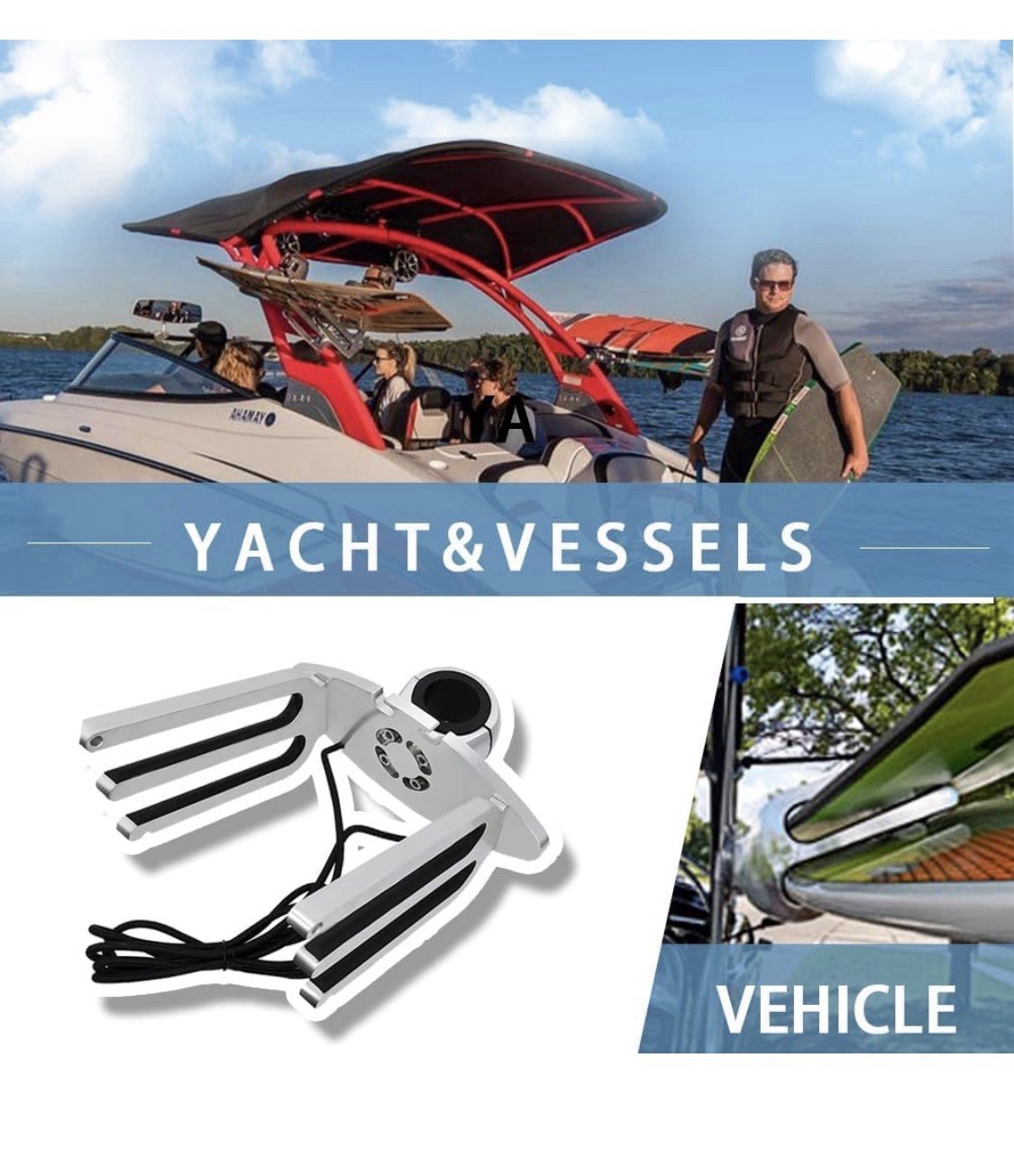 Boat Wakeboard Tower Rack Polished Aluminum Wakeboarding Tower Holder