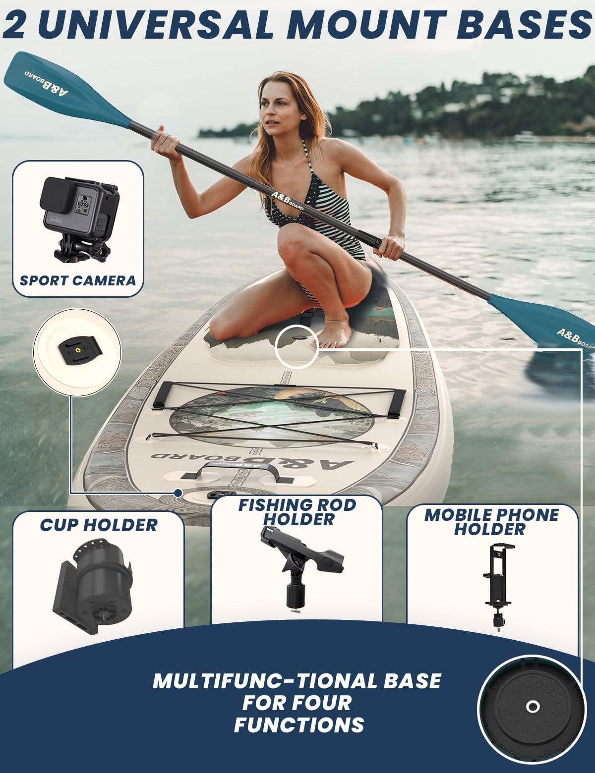 ABBOARD Inflatable Stand Up Paddle Board 11 Ft Extra Wide Fishing Paddleboard…