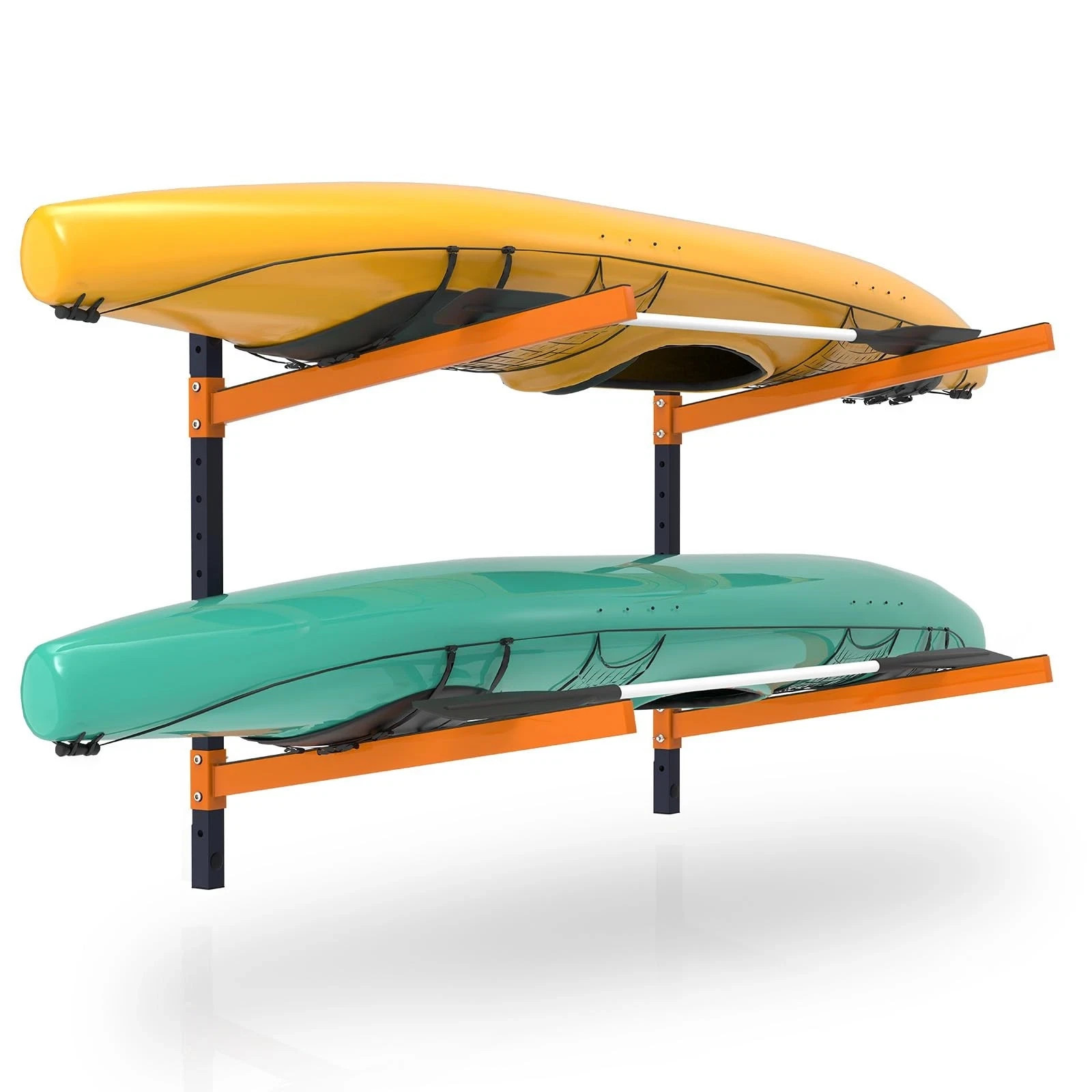 UOKRR Heavy Duty Adjustable Wall Mount Kayak Storage Rack for 2 Kayaks