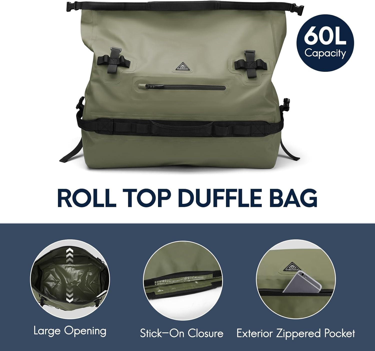 60L/90L Waterproof Dry Duffle Backpack for Boating, Kayaking & Travel