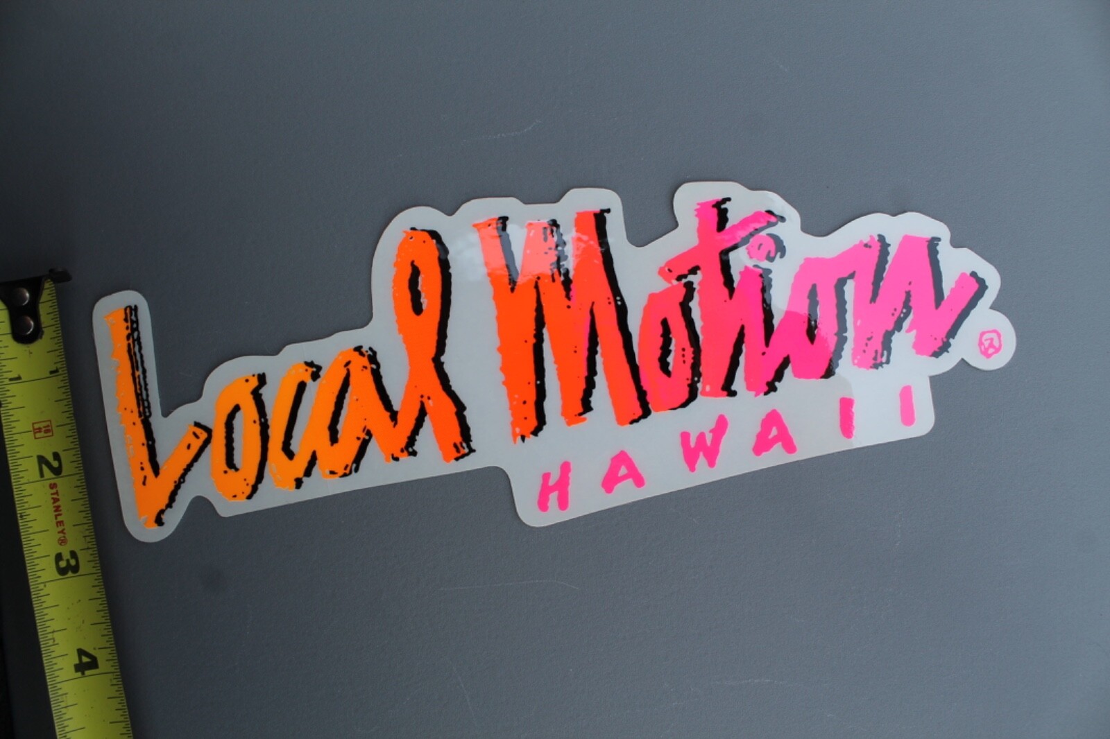 LOCAL MOTION Hawaii Clear Neon Orange Pink Fade 80’s Vintage Surfing STICKER