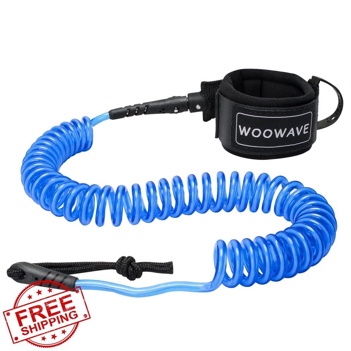 WOOWAVE SUP Leash 11ft Coiled Blue White