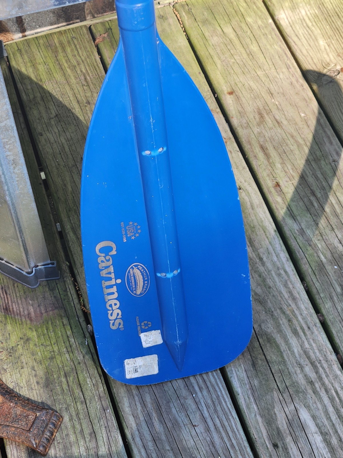CAVINESS PADDLE FEATHER BRAND 4 FT ALUMINUM COATING HANDLE PLASTIC BLUE