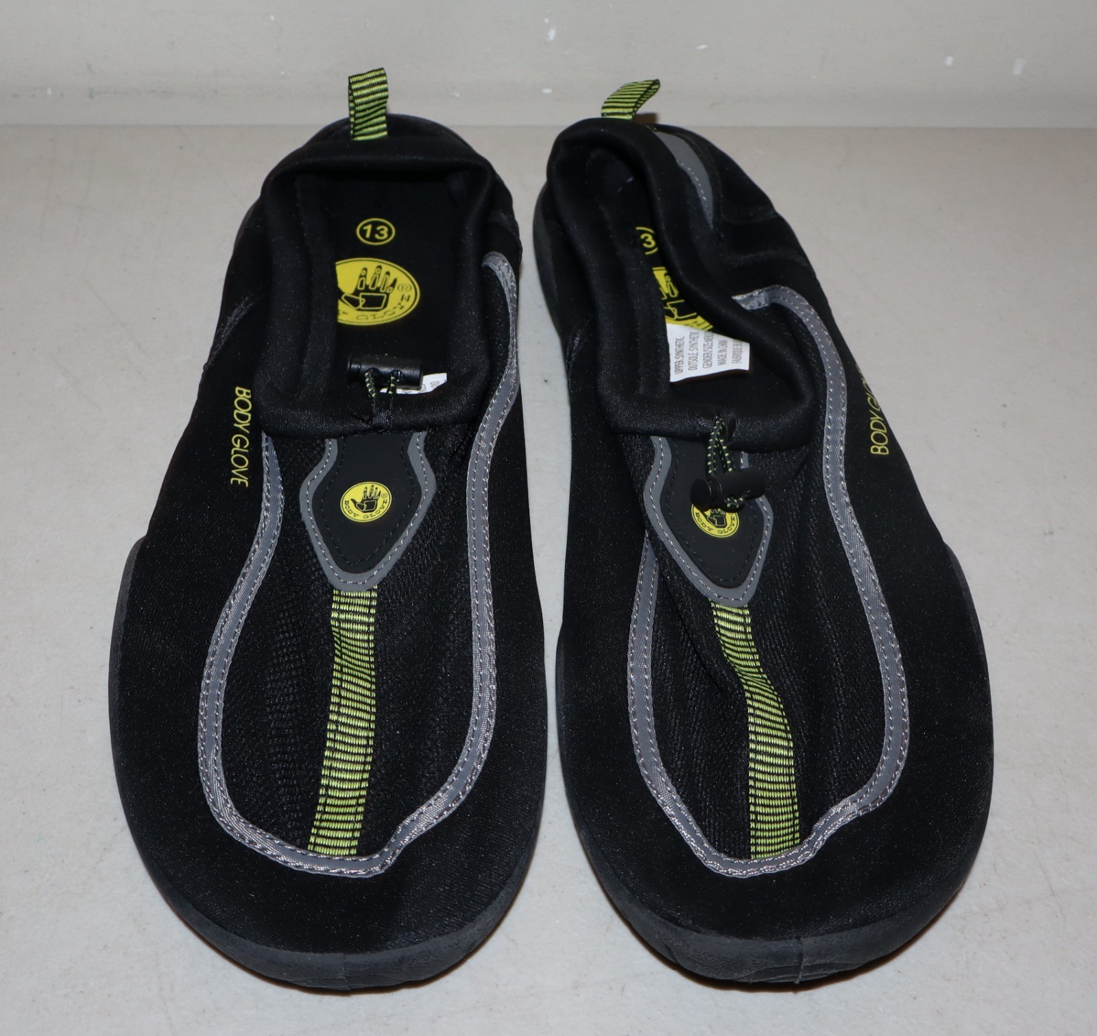NEW Body Glove Riptide Men’s Water Shoes Black Grey Yellow Size 13
