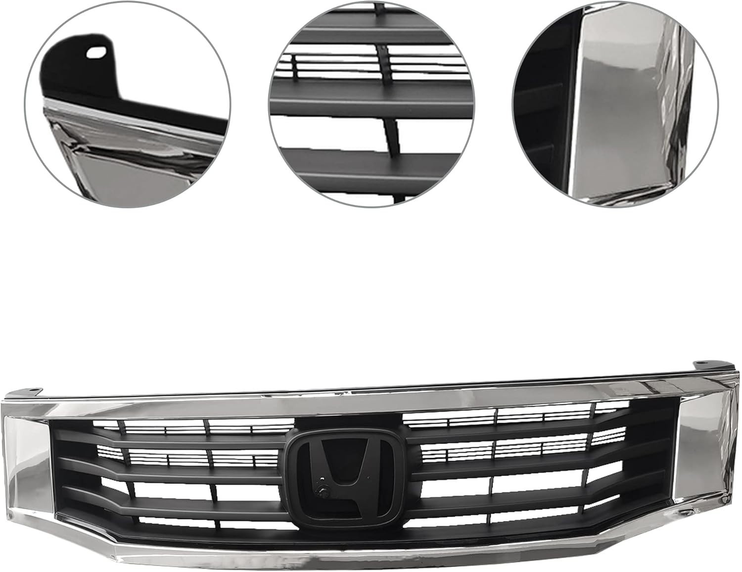 Front Bumper Grille Black With Chrome Mesh Grill For 2008 2009 2010 Honda Accord