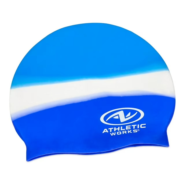 ATHLETIC WORKS Junior / Youth Swim Cap 100% Silicone Latex Free – Ice Blue