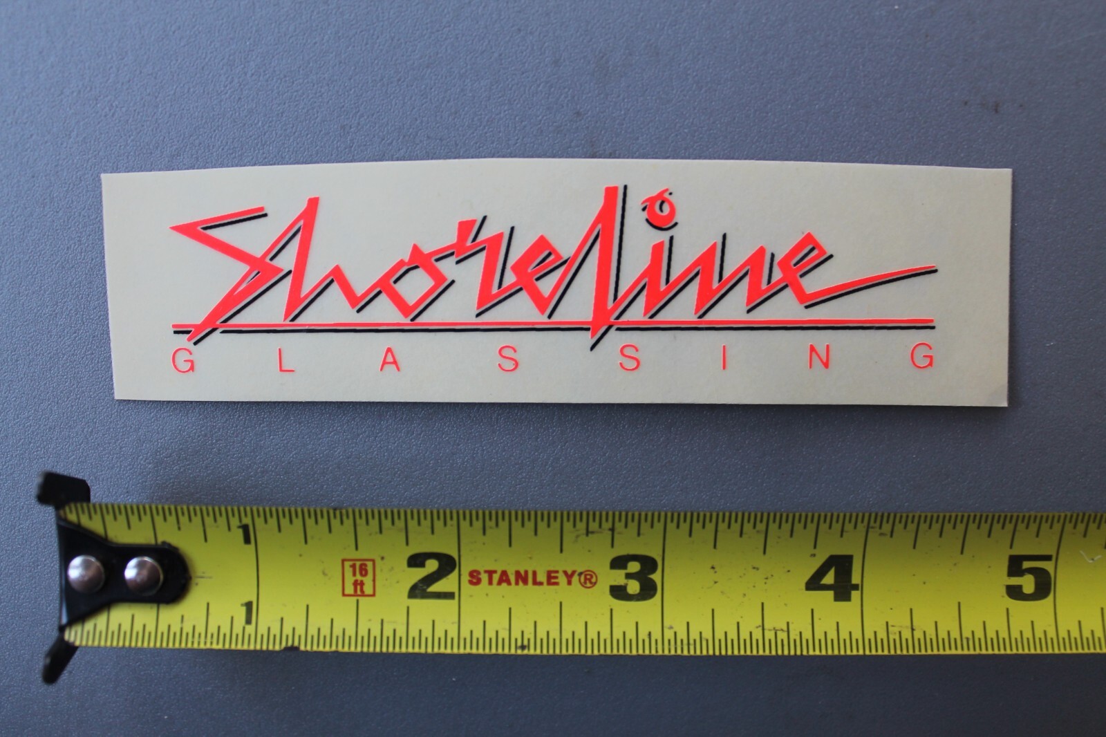 Shoreline Surfboard Glassing Clear Neon Orange OG V69B Vintage Surfing STICKER