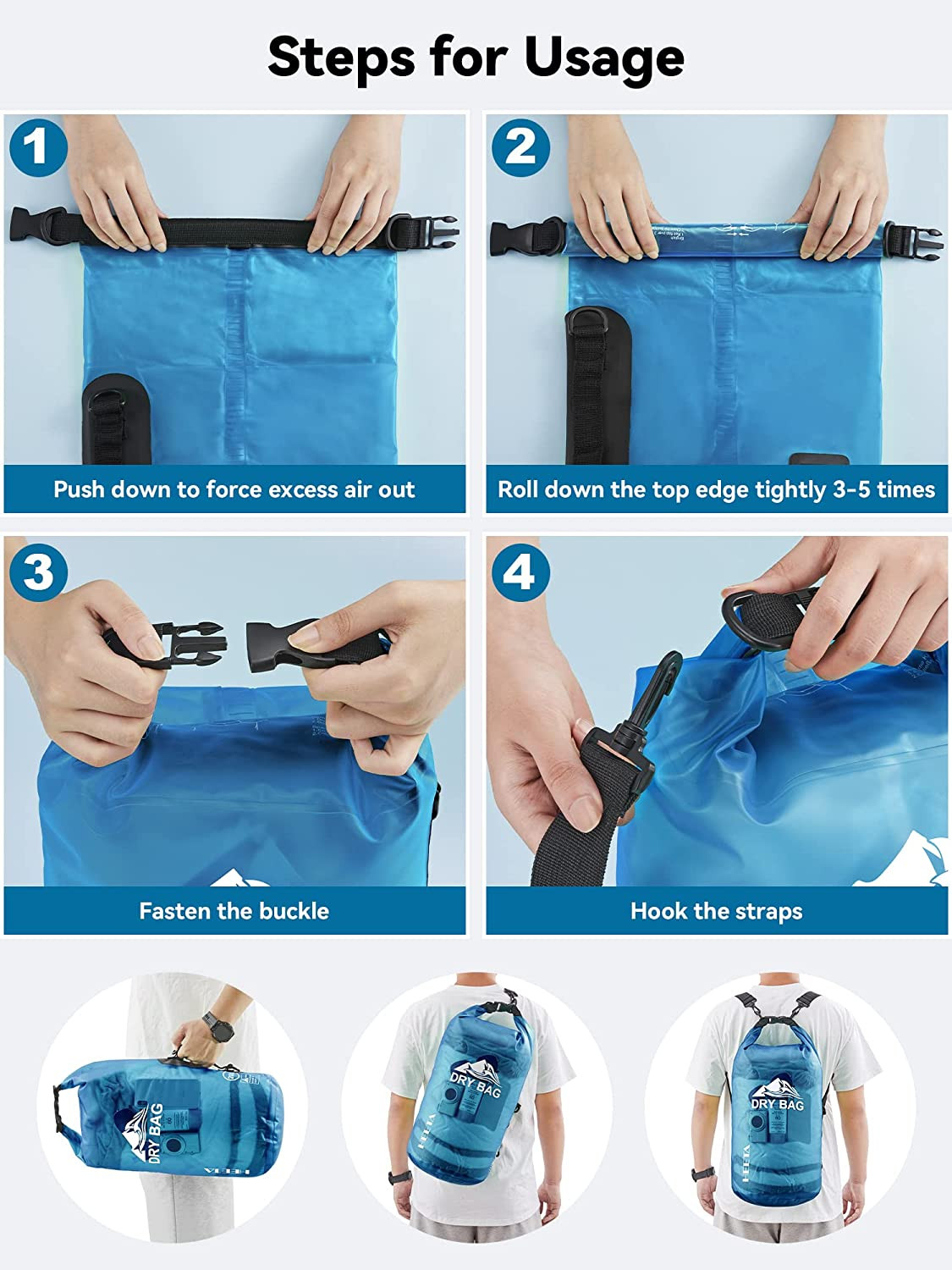 5L Waterproof Dry Bag with Phone Case – for Travel, Beach & Outdoor Activities