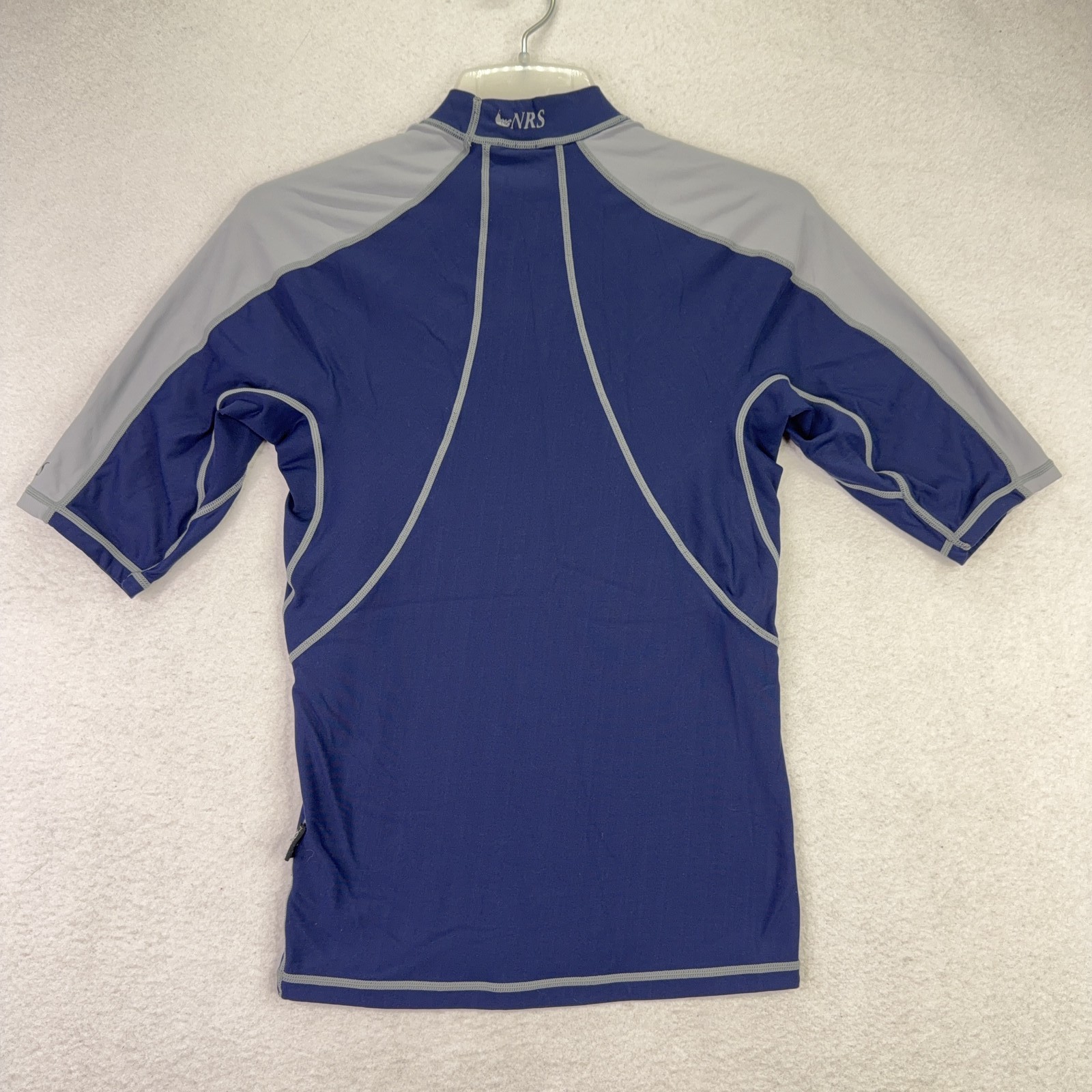 NRS Rash Guard Men’s XS Navy Blue Gray Color Block Nylon Spandex Outdoor Beach