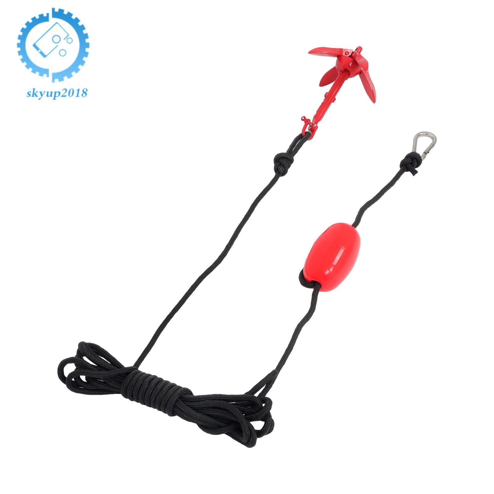 For Canoe Kayak Raft Boat Jet Ski Red 1.5Lb w/26.2 Ft Rope Folding Anchor Kit