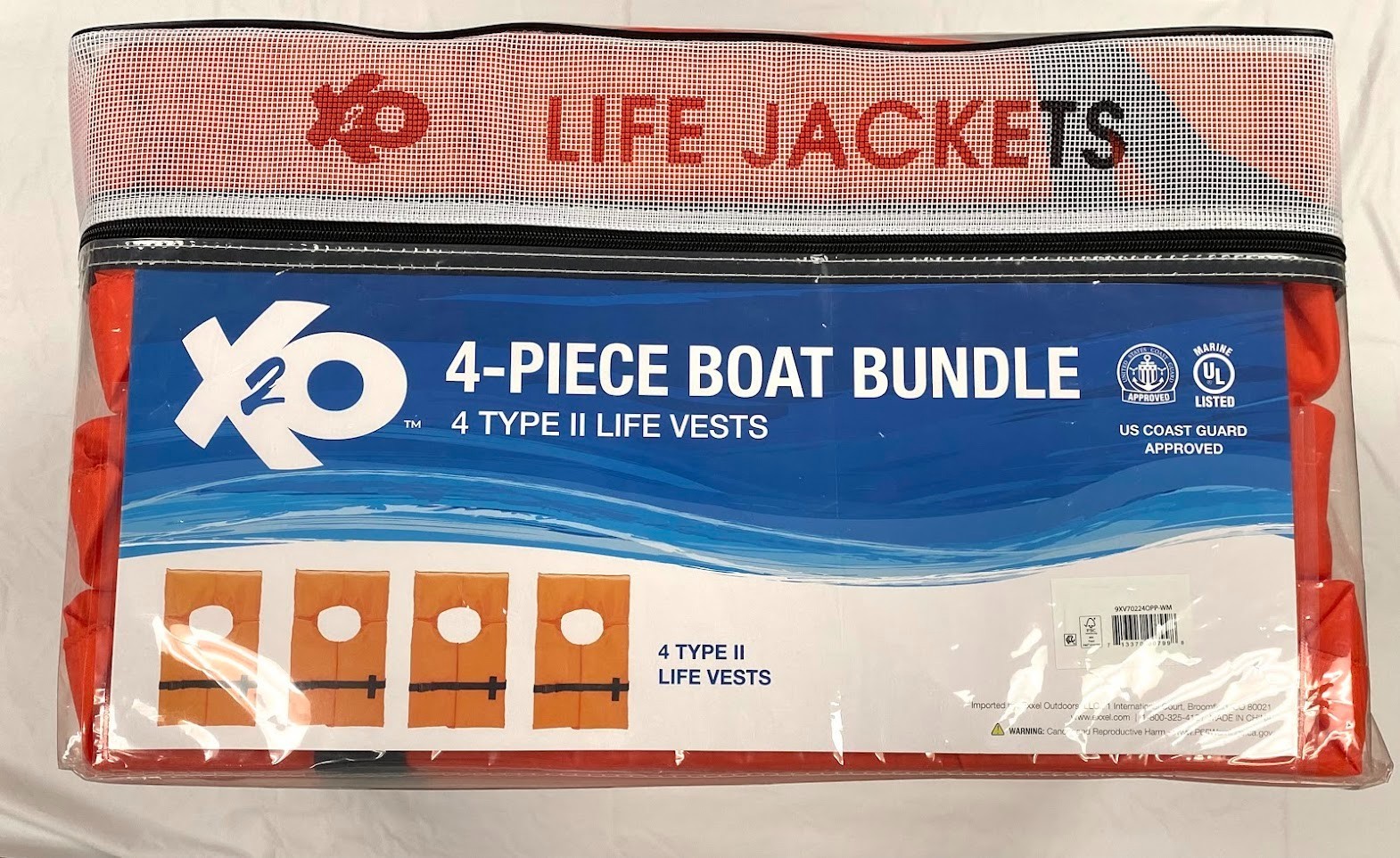 X2O Type 2 Life Jacket 4-Piece Boat Bundle USCG Approved Adult Universal Orange