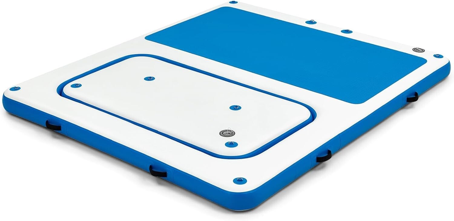 Danrelax 10’x8′ Inflatable Dock,Electric Pump for 1-Min Inflate, Fits 10