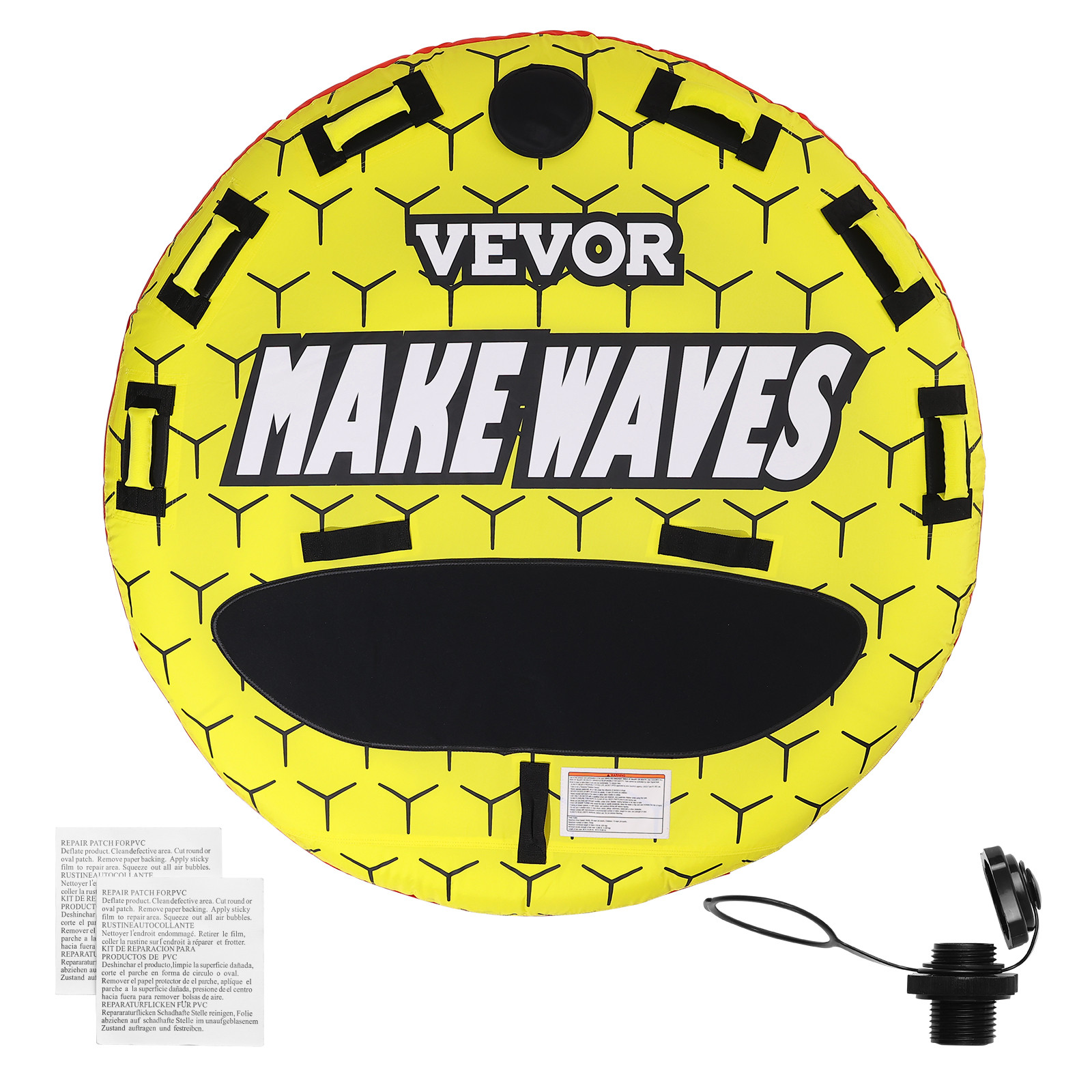 VEVOR Inflatable Towable Tube for Boating 1-3 Rider 63 inch Round Water Sport