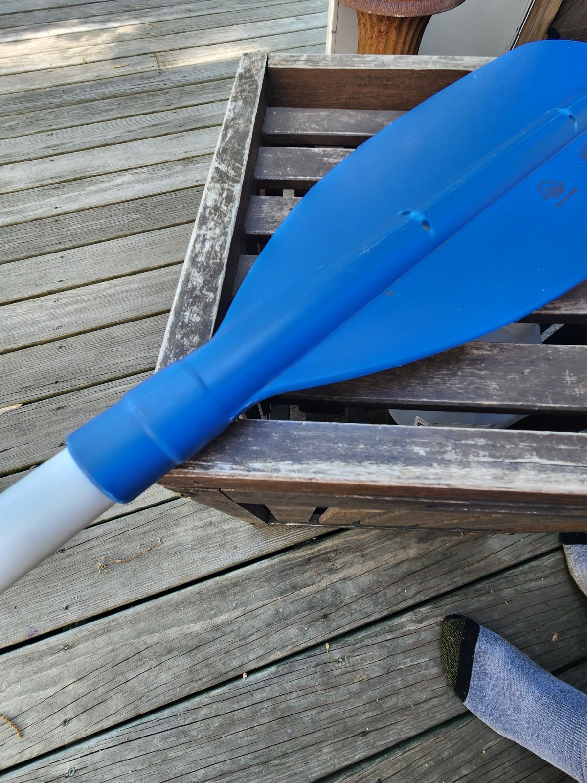 CAVINESS PADDLE FEATHER BRAND 4 FT ALUMINUM COATING HANDLE PLASTIC BLUE