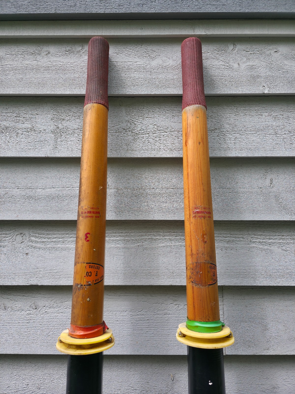 BEAUTIFUL VINTAGE Old Wooden Paddles Oars SPOON CURVED BLADES Measures 91″