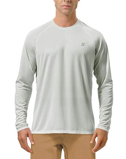 Mens UPF 50+ UV Sun Protection Shirts Outdoor Long Sleeve Small 1 Pack – Gray