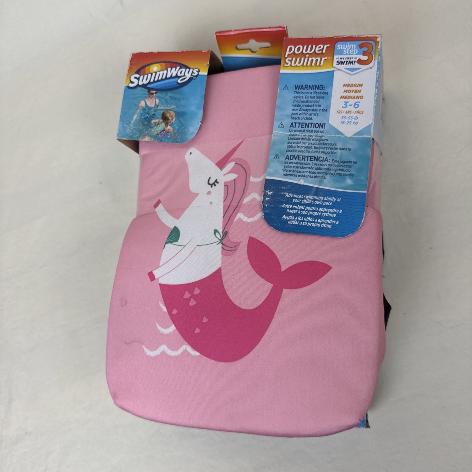 SWIMWAYS POWER SWIMMER 3-6 years 35-55 LBS SZ Medium Swim Step 3 Aid Float Vest
