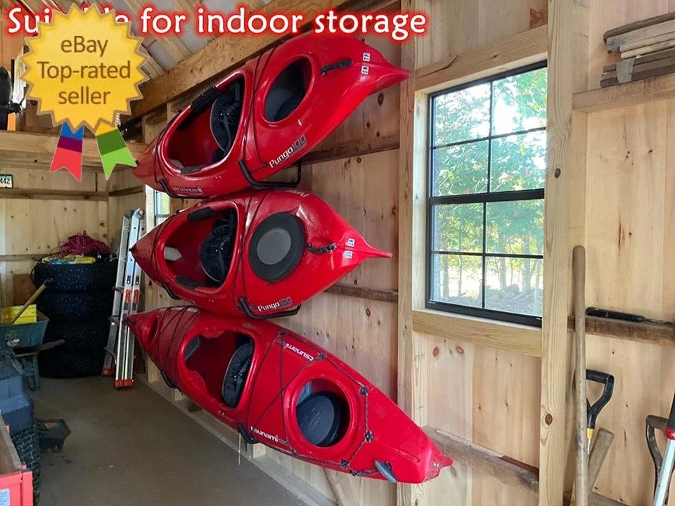 6 Pack Kayak Storage Hooks, 15.5 Inch Wall Mount Canoe Hangers, Heavy Duty Snowb