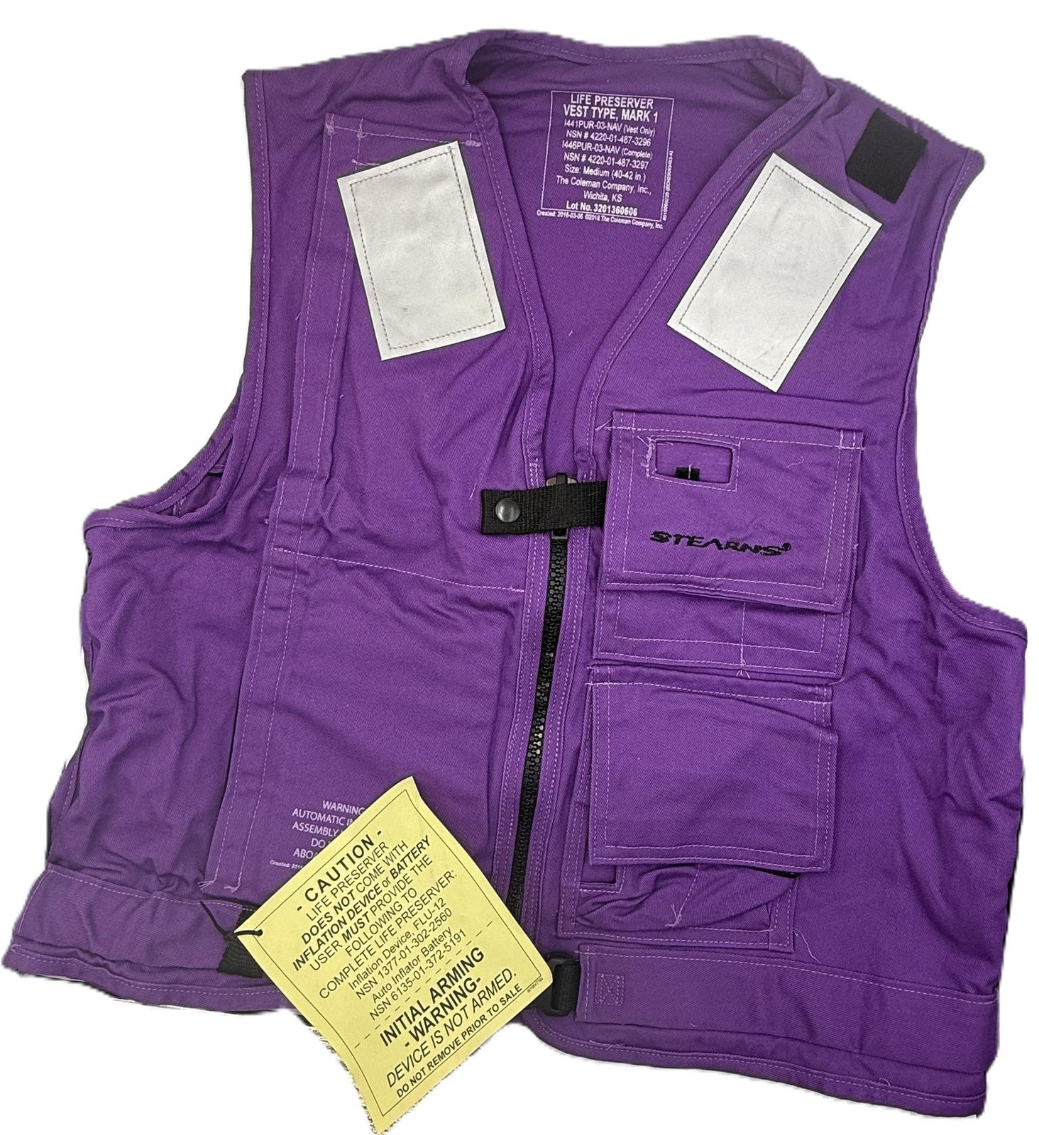 Stearns MARK-1 Life Preserver Vest – Purple, Medium (Vest Only)