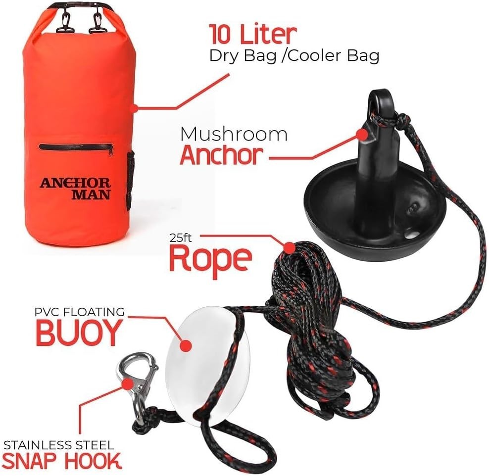 Anchor-Man 8 LB Folding Kayak Complete Grapnel Anchor – 10L Storage Kayak Anchor