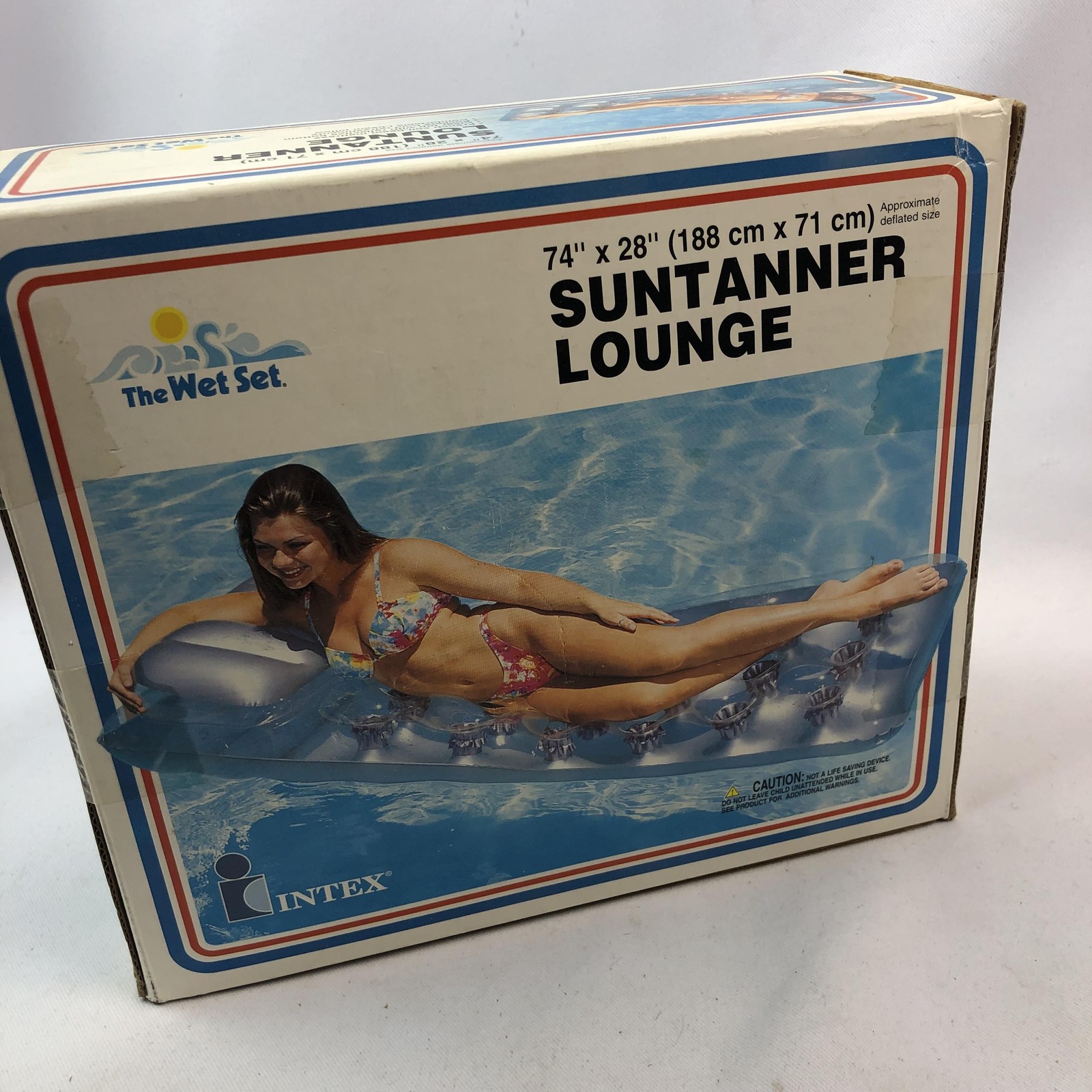 Vintage Intex The Wet Set Suntanner Lounge 74×28 Blue Inflatable Pool Raft 1999