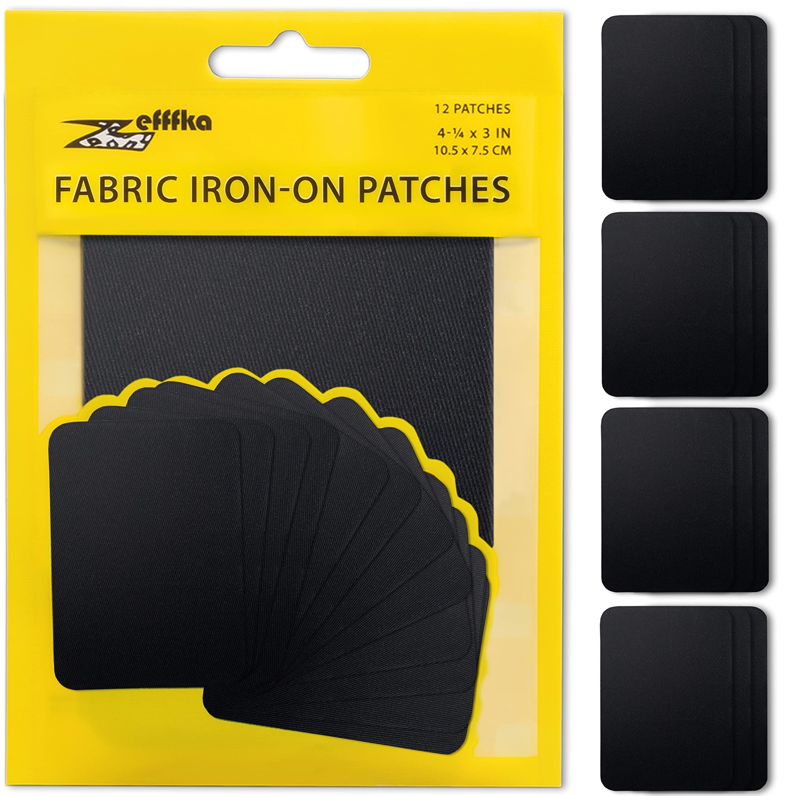 ZEFFFKA Premium Quality Fabric Iron-on Patches Inside & Outside 1-Pack, Black