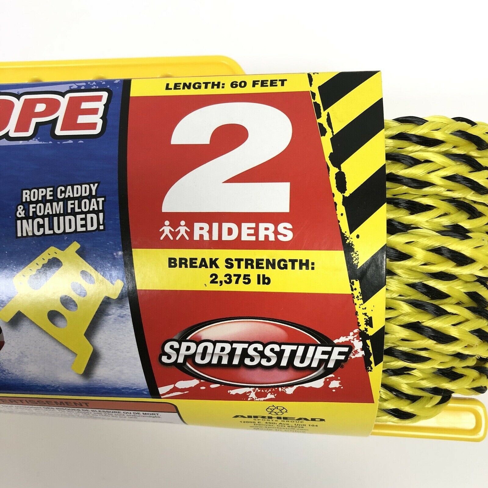 Airhead SPORTSSTUFF 57-1522 Towable Tube 2 Person/Riders 60 Foot Tow Rope New