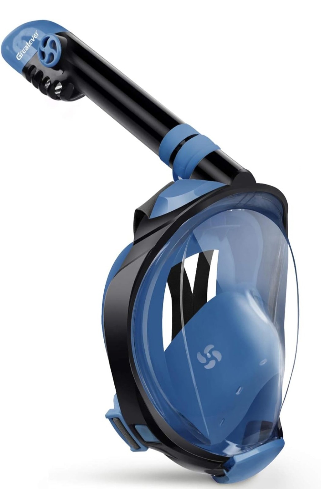 Greatever G2 Full Face Snorkel Mask Latest Dry Top System Foldable L / XL Blue