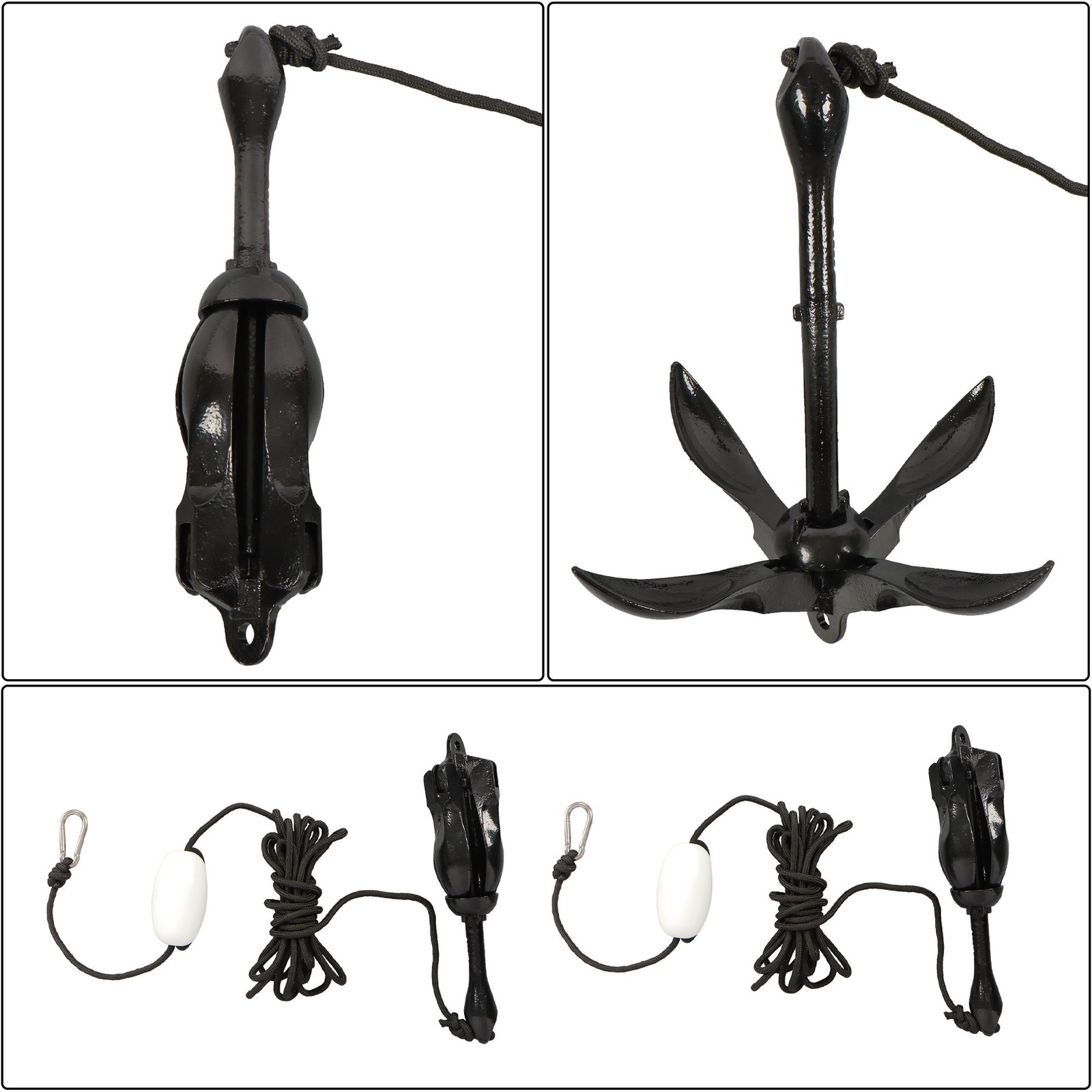 (2) Portable Marine Kayak Folding Anchor Kit Canoe Raft Boat Jet Ski 26.2ft Rope
