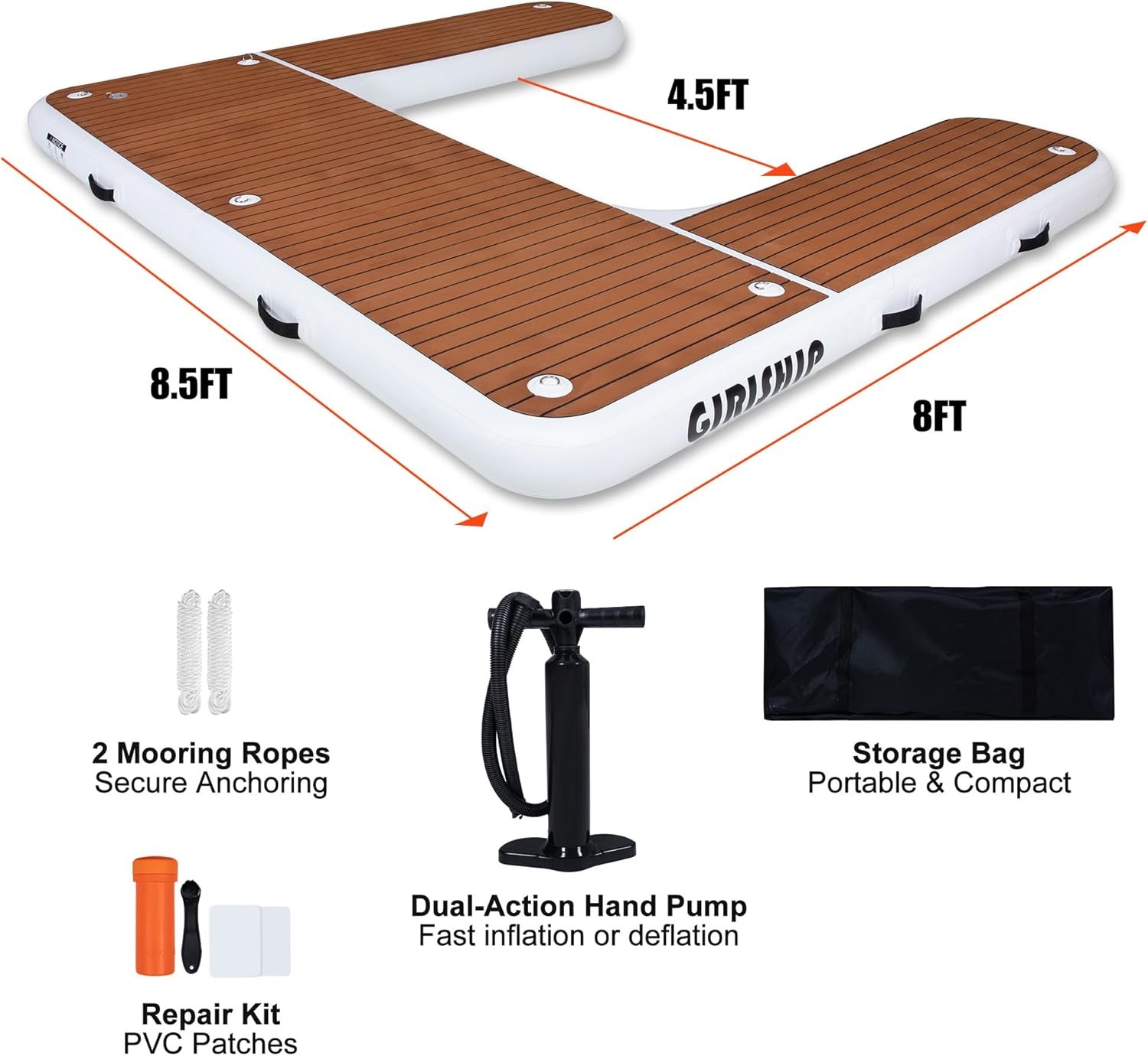 Inflatable Jet Ski Dock, Heavy Duty Floating PWC Docking Station with Non-Slip E