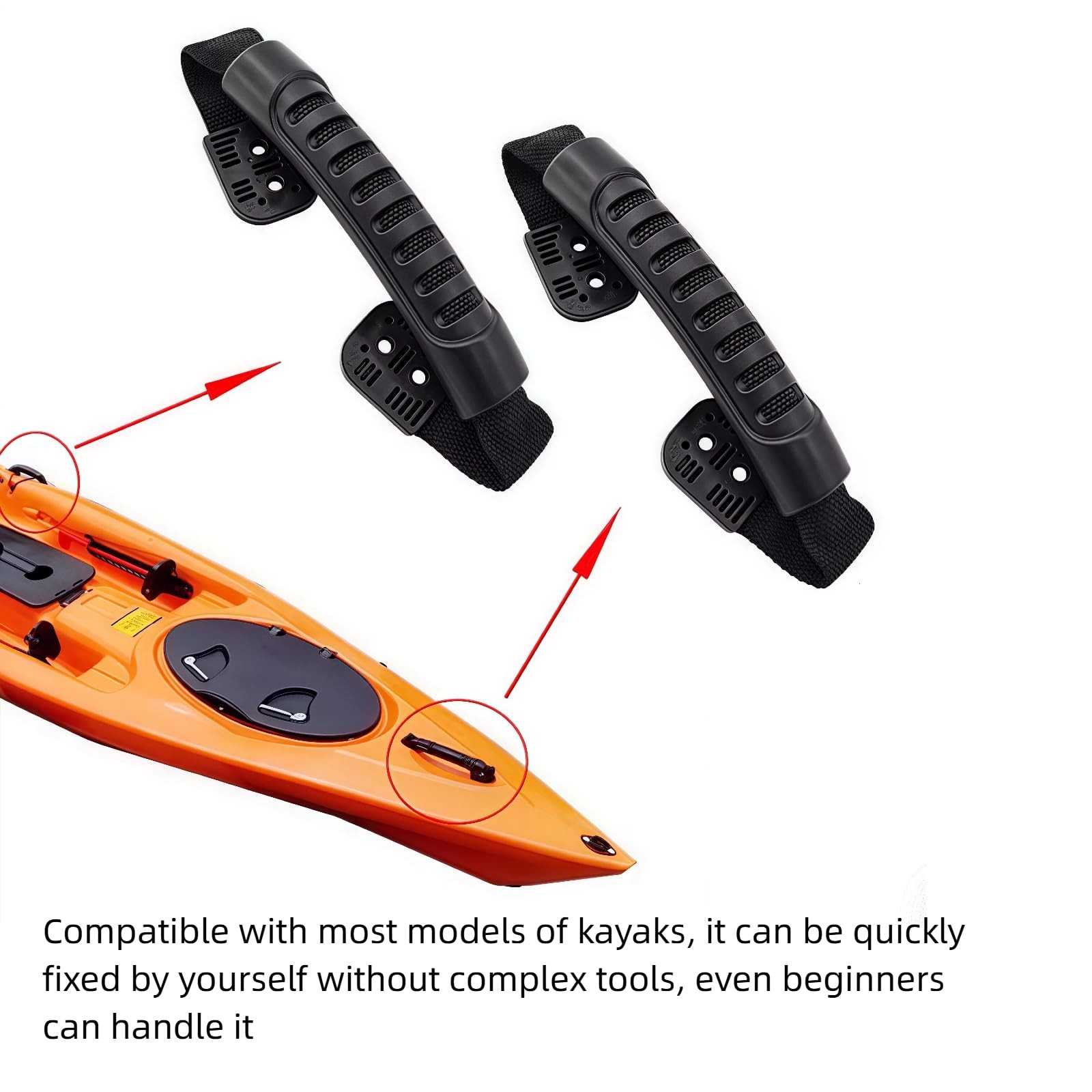 Aissmmeio 2 Pack Kayak Handles, Replacement 11.2″L x 0.98″W, Black