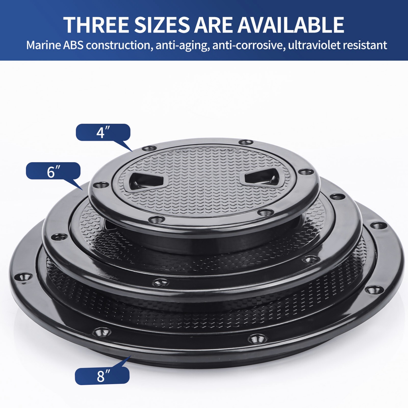 Boat Hatch White -Black 4″ 6″ 8″ Round Inspection Hatch & Boat Hatch Cover Lids