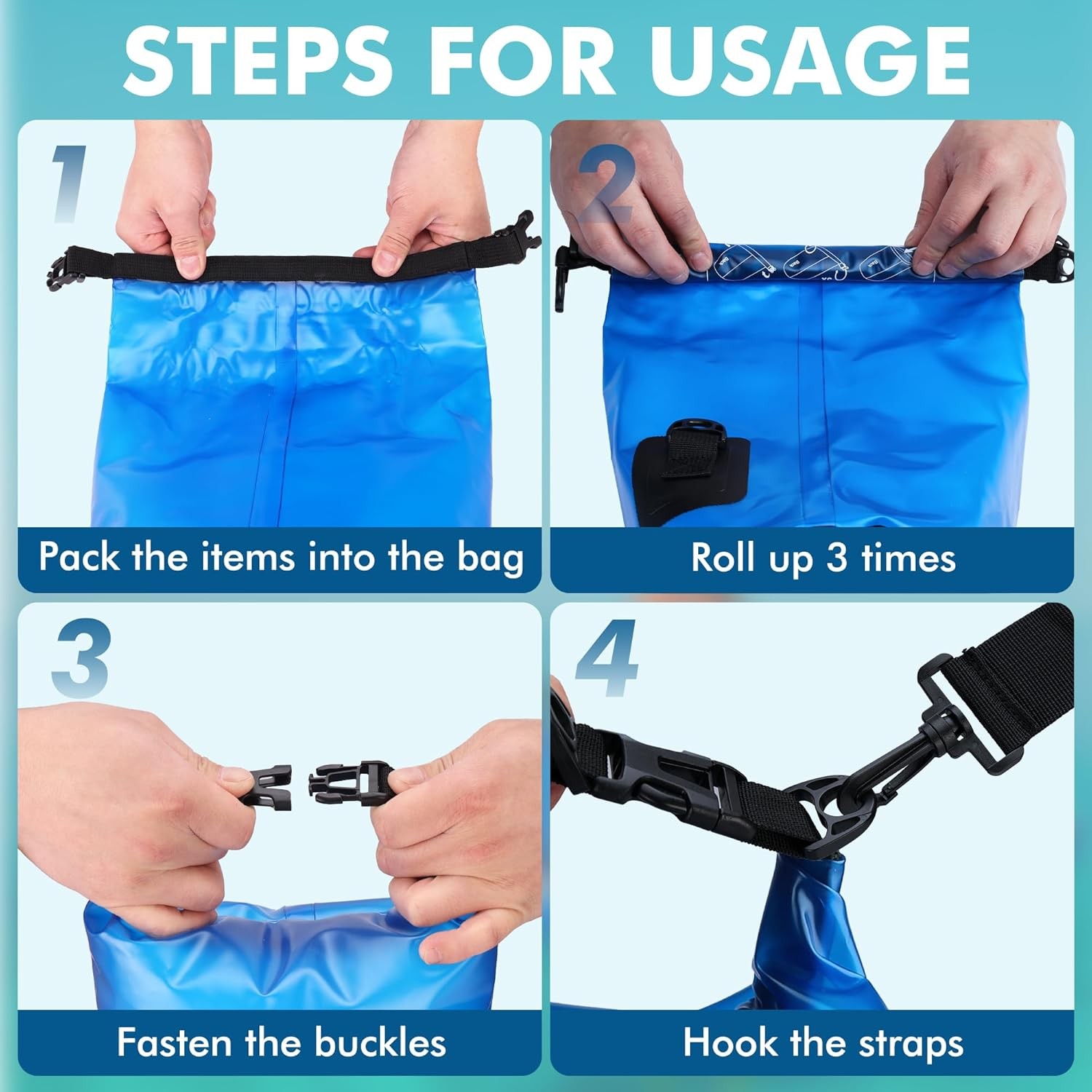 VILLEY 5L Waterproof Dry Bag Roll Top Sack for Kayaking Boating Camping Swimming