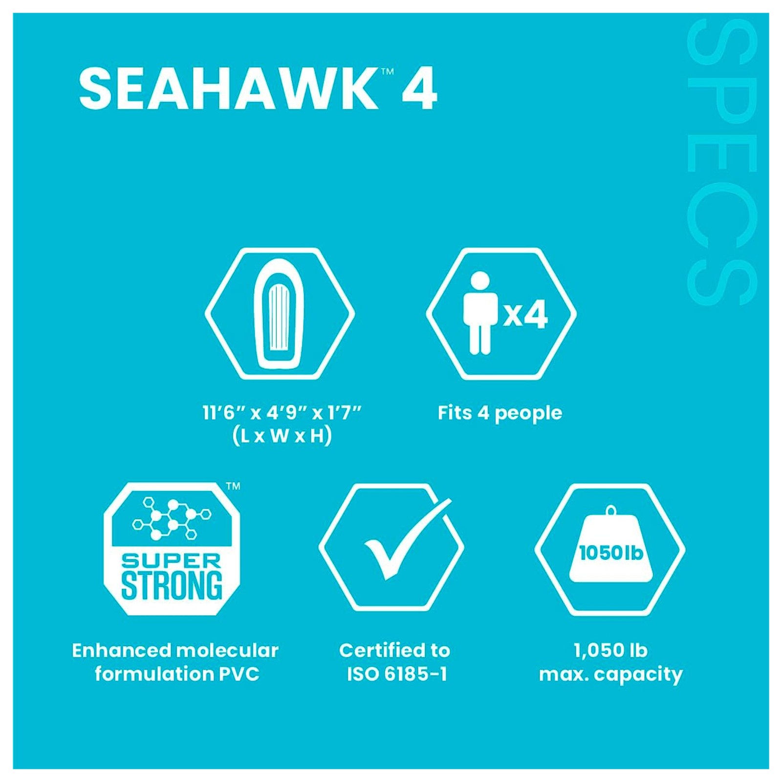 INTEX 66334EP Seahawk 4 Inflatable Boat Set with 54″ Oars, Pump, & Rod Holders