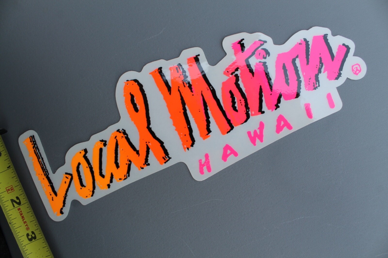 LOCAL MOTION Hawaii Clear Neon Orange Pink Fade 80’s Vintage Surfing STICKER