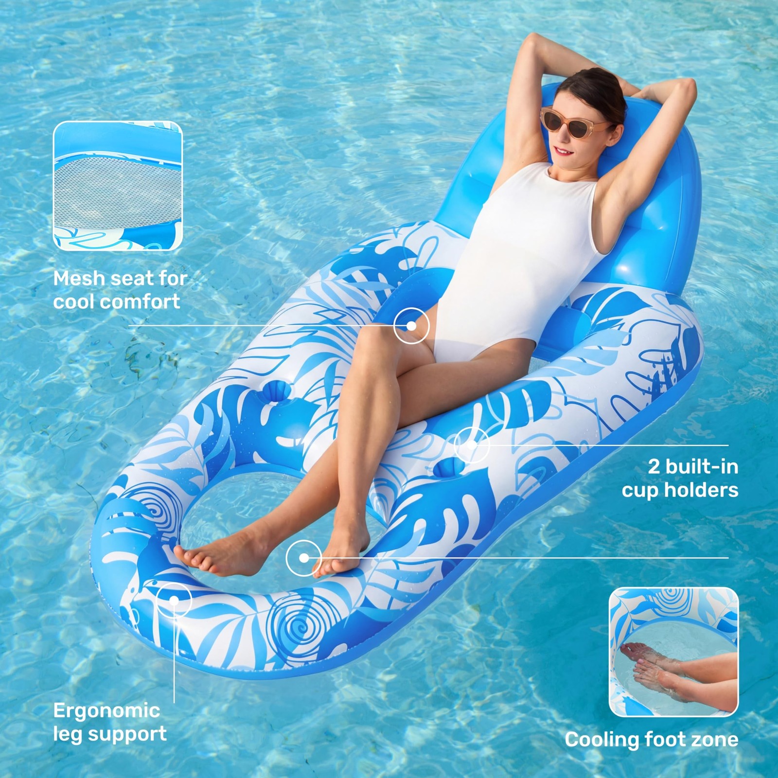 SLOOSH Inflatable Pool Floats Lounger Adult, Pool Float Lounge Raft Floaties …