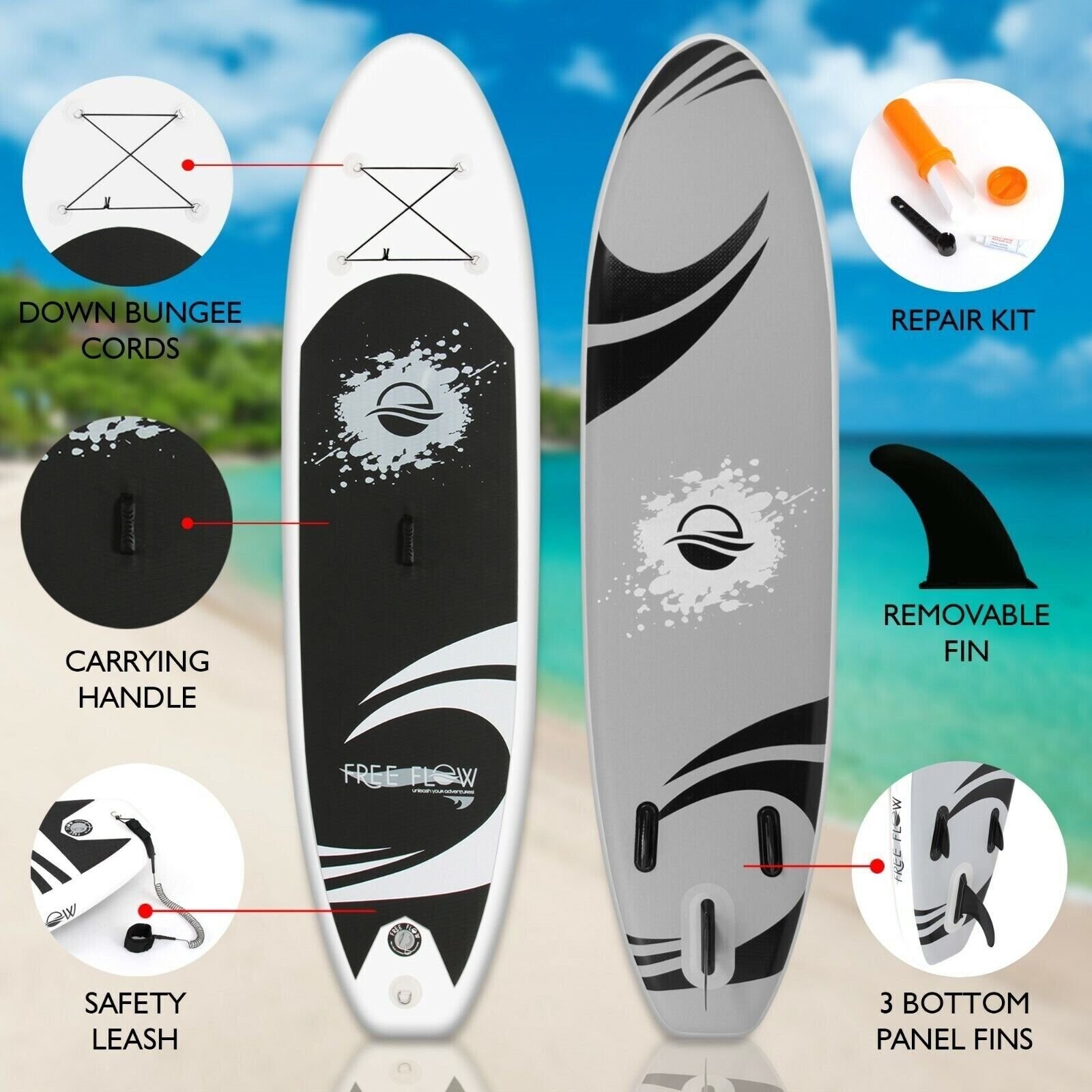 Serene-Life SLSUPB08 11 FT Inflatable Stand Up Paddle Board (SUP) W/ Accessories