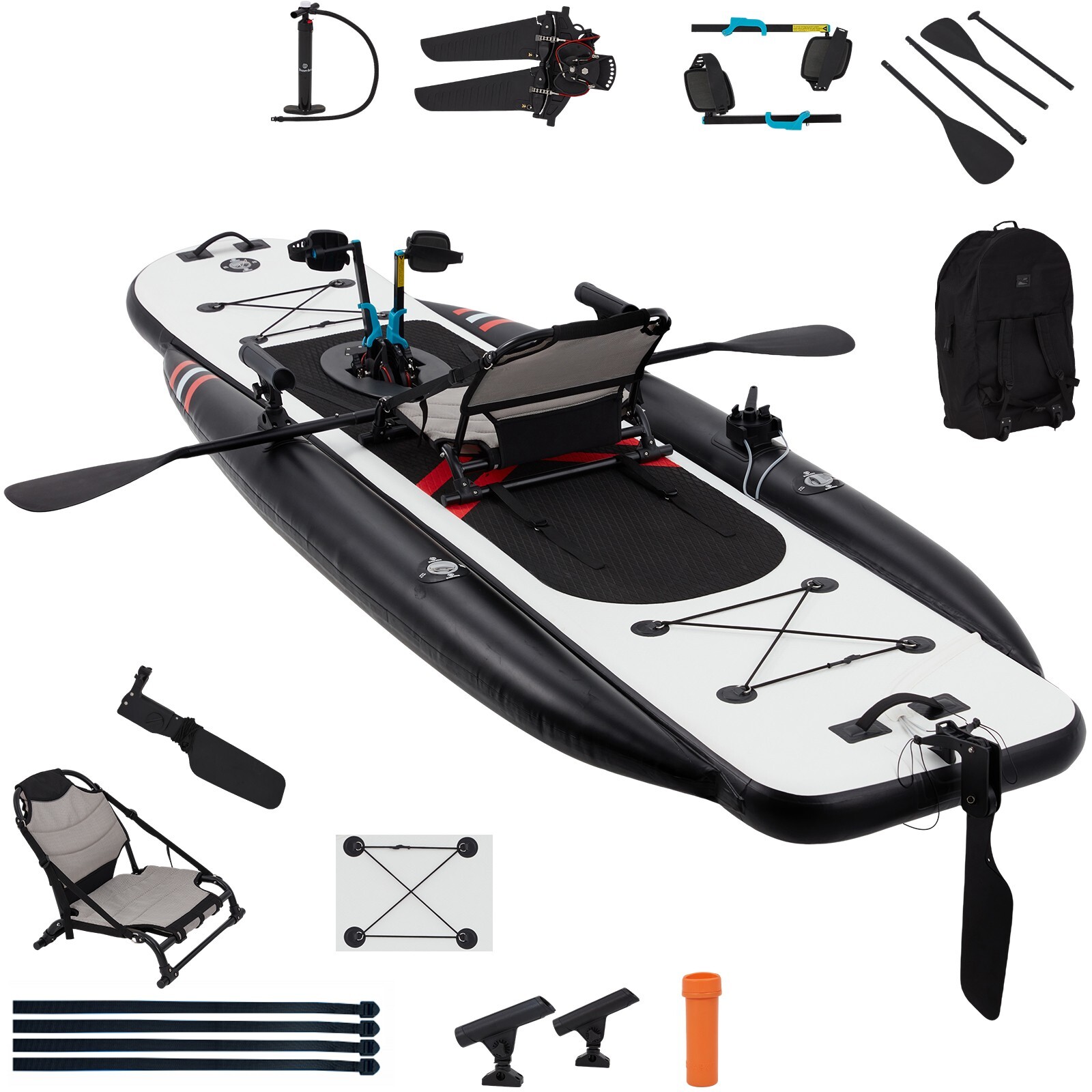 Danrelax Inflatable Kayak with Pedal System, 12ft Premium PVC Fishing Kayak